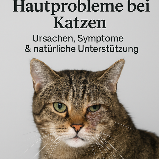 Getigerte Katze mit Hautreizung im Gesicht – Symbolbild für Hautprobleme bei Katzen.