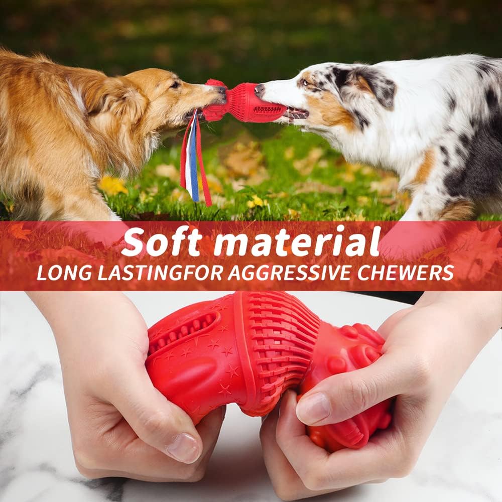 Petsation Rocket Dog Chew Toy – Robust, durable &amp; interactive natural rubber chew toy for dental care, stress relief and fun – Ideal for small, medium &amp; large dogs – Promotes teeth cleaning and chewing needs – Red