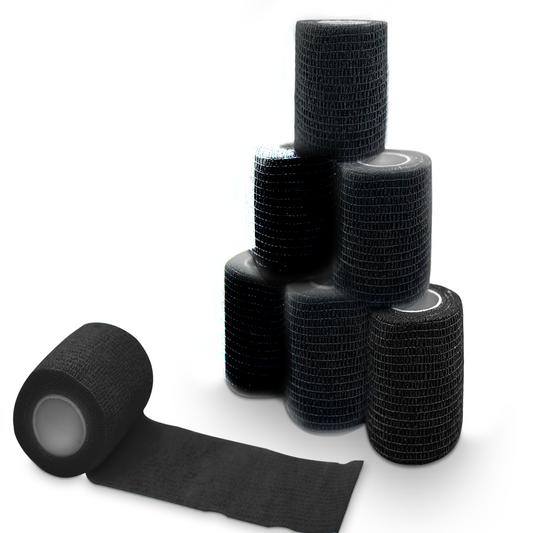 Bandagen Schwarz 10cm x 4,5m – 6 Stück | Elastische Sportbandagen, Kompressionsbandagen für Fitness, Training, Crossfit, Gym, Kraftsport & Bodybuilding – Reißfest & Waschbar – Gelenkschutz & Stabilität