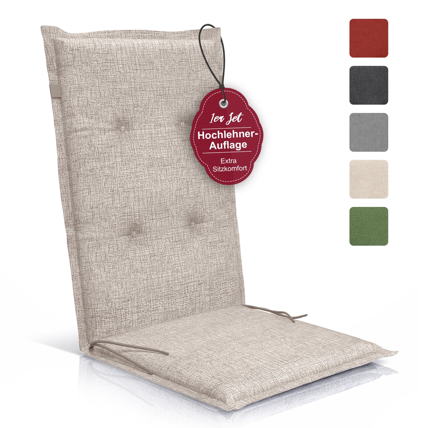 Relexo Hochlehner Auflage – Gartenstuhlauflage Hochlehner, Sitzkissen Stuhl, Stuhlkissen & Outdoor Kissen für Gartenmöbel