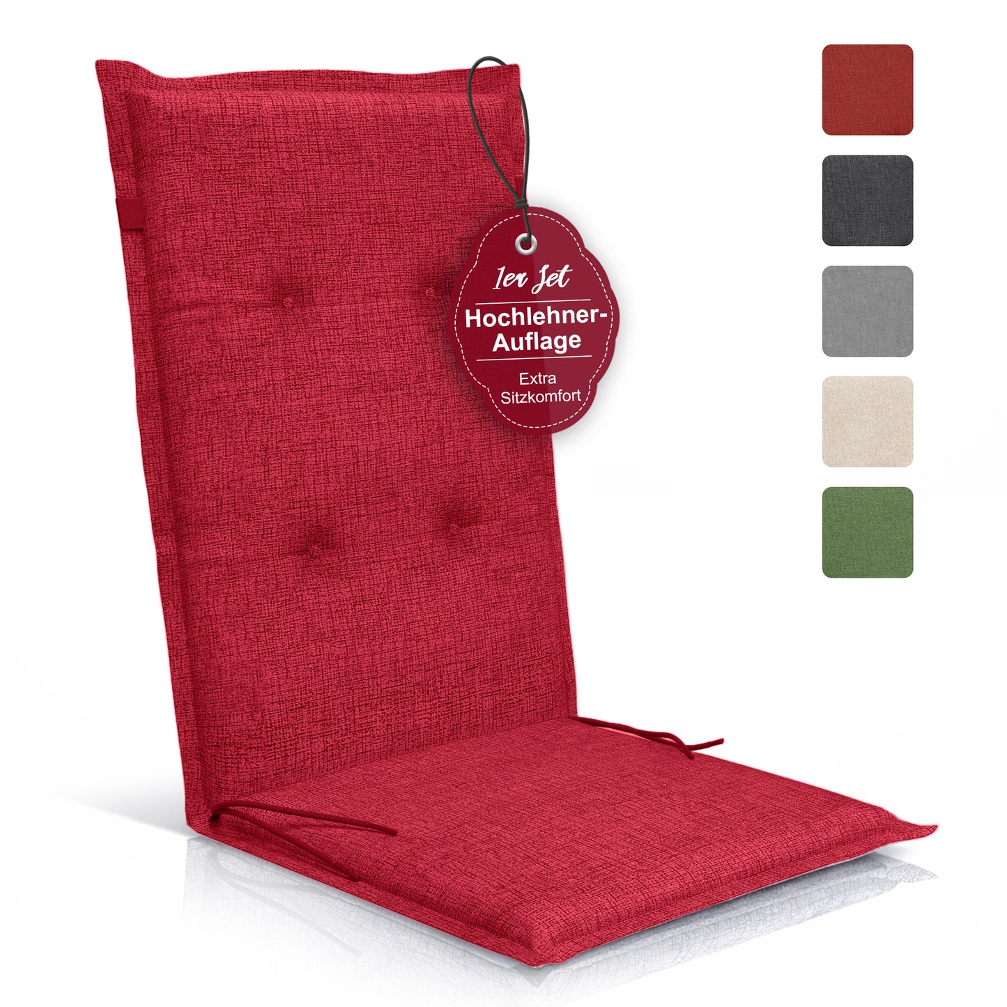 Relexo Hochlehner Auflage – Gartenstuhlauflage Hochlehner, Sitzkissen Stuhl, Stuhlkissen & Outdoor Kissen für Gartenmöbel