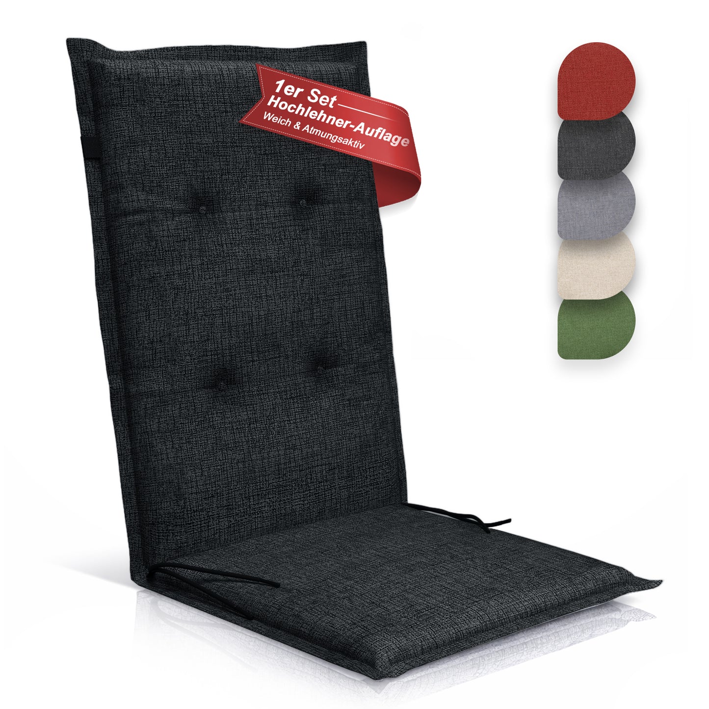 Relexo Hochlehner Auflage – Gartenstuhlauflage Hochlehner, Sitzkissen Stuhl, Stuhlkissen & Outdoor Kissen für Gartenmöbel