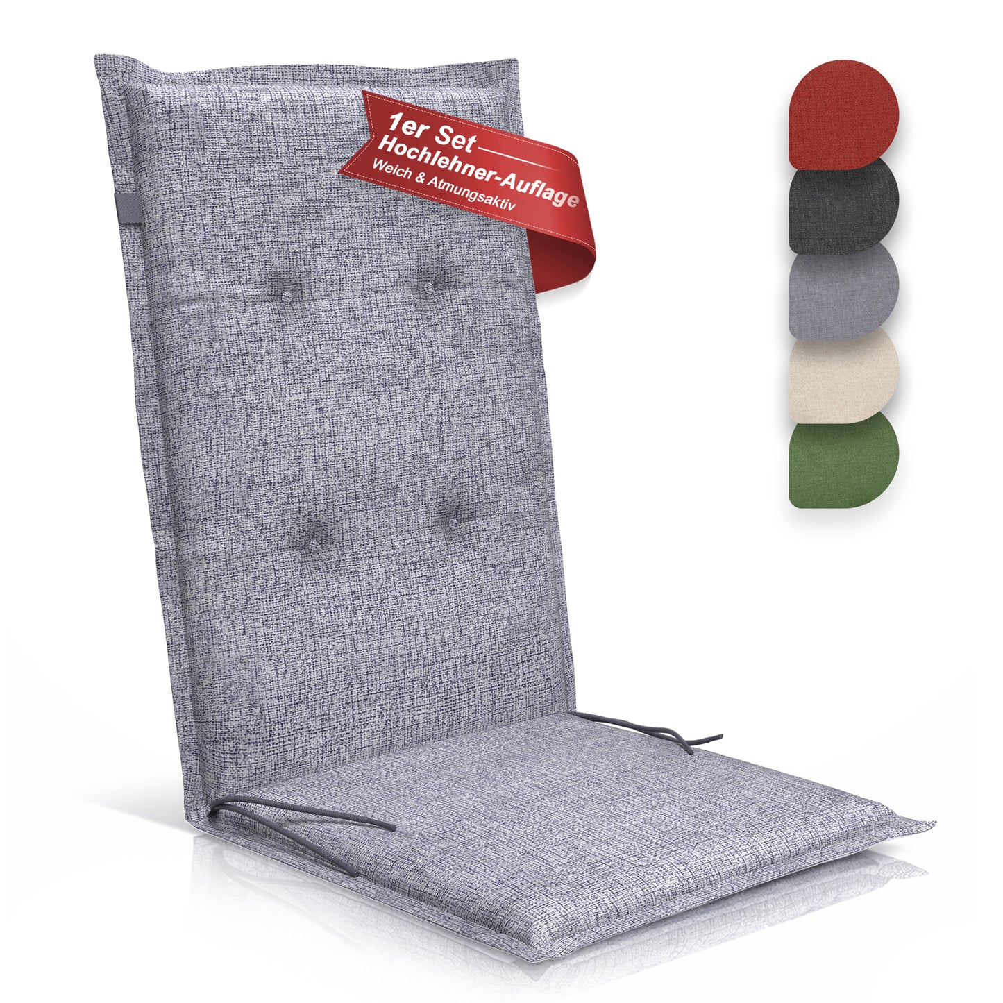 Relexo Hochlehner Auflage – Gartenstuhlauflage Hochlehner, Sitzkissen Stuhl, Stuhlkissen & Outdoor Kissen für Gartenmöbel