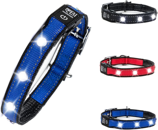 LED Hundehalsband, Leuchthalsband Blau Größe L 44-50cm