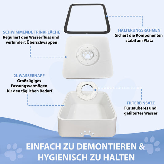 ELS PET Wassernapf für Hunde: 2L Auslaufsicher Trinknapf Hund Fressnapf Unterwegs, Anti-Schwapp Hundenapf Reisen für Haustiere & Innen & Draußen & Auto