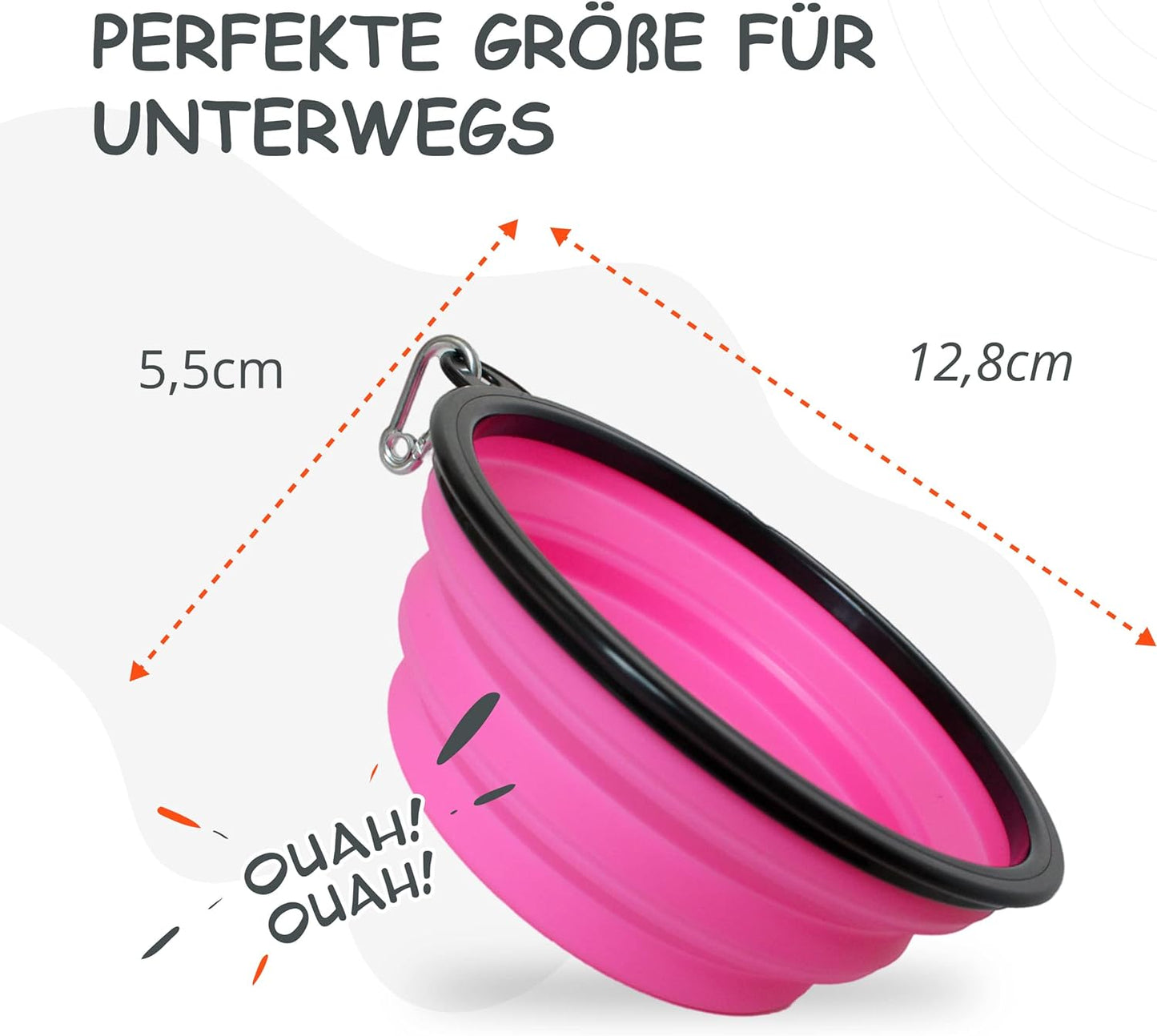 PETSATION Foldable Dog Bowl for on the Go [The Original] Travel Bowl, Food Bowl &amp; Water Bowl for Dogs - Drinking Bowl, Ideal for Travel, Walks &amp; Everyday Use Light Pink 1000ml &amp; Pink 350ml