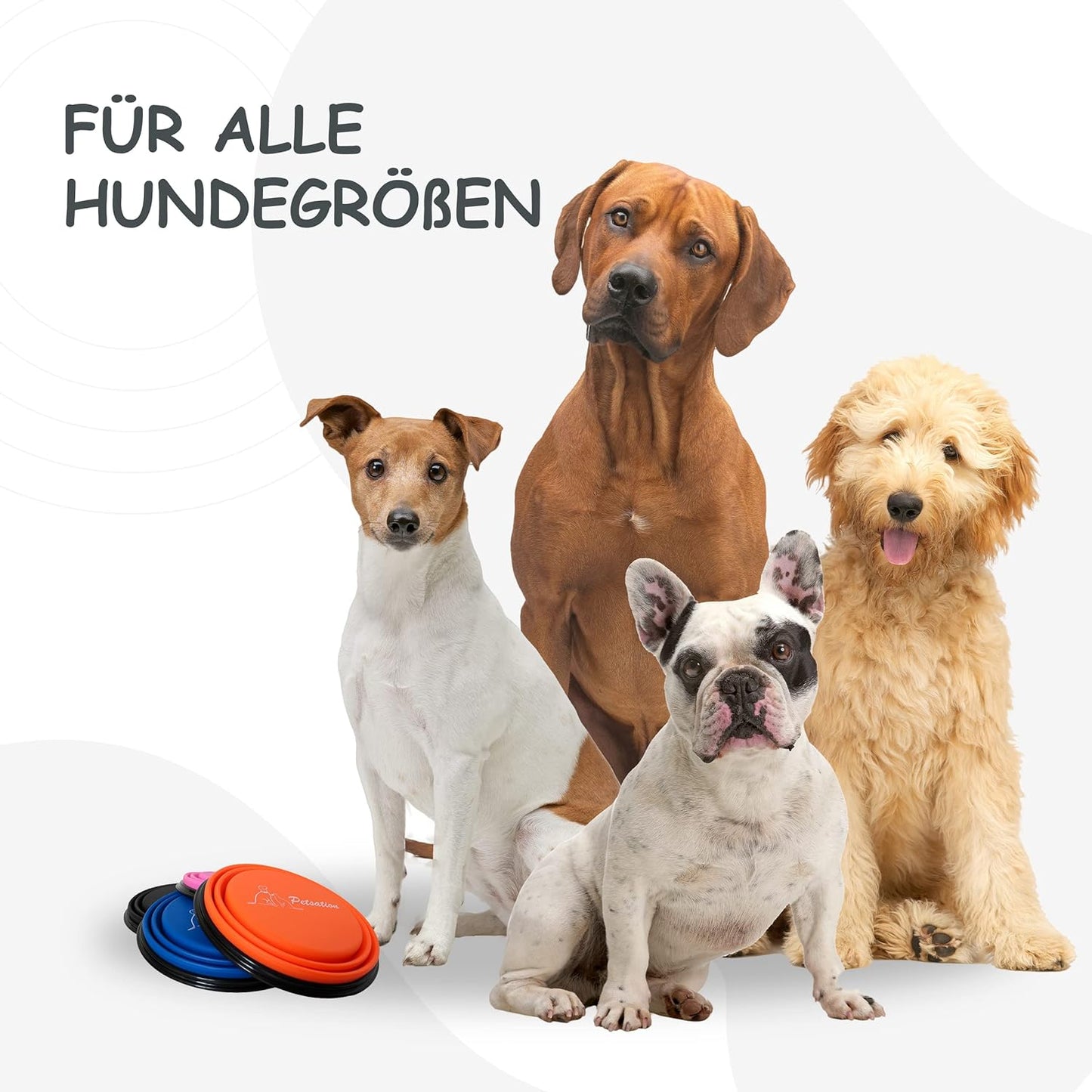 PETSATION Faltbarer Hundenapf für unterwegs [Das Original] Reisenapf, Fressnapf & Wassernapf für Hunde - Trinknapf, ideal für Reisen, Spaziergänge & Alltag Leicht 2 x 1000ml