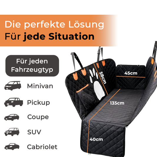 Petsation Autoschondecke Hund Rückbank & Kofferraum – wasserdicht, rutschfest, reißfest, große Hundedecke Auto, Schutz für Rücksitz & Laderaum, pflegeleicht, ideal für Hunde im Auto, Universalgröße