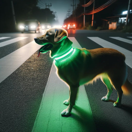 Petsation Leuchthalsband für Hunde – Hundehalsband Durchgängig Leuchtend, LED-Beleuchtung für Sichtbarkeit im Dunkeln, Wasserdicht, Verstellbar, Sicheres Hundezubehör für Nächtliche Spaziergänge, Reflektierend & Leuchtend Grün Größe L 48-60cm