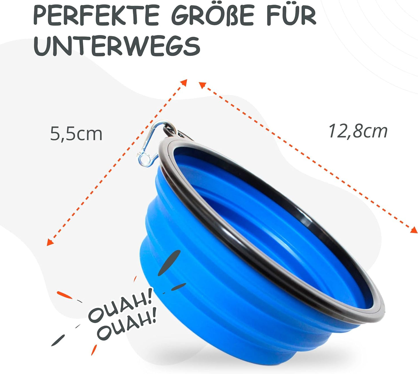 Faltbarer Hundenapf, Reisenapf, Fressnapf, Wassernapf Blau 2 x 350ml