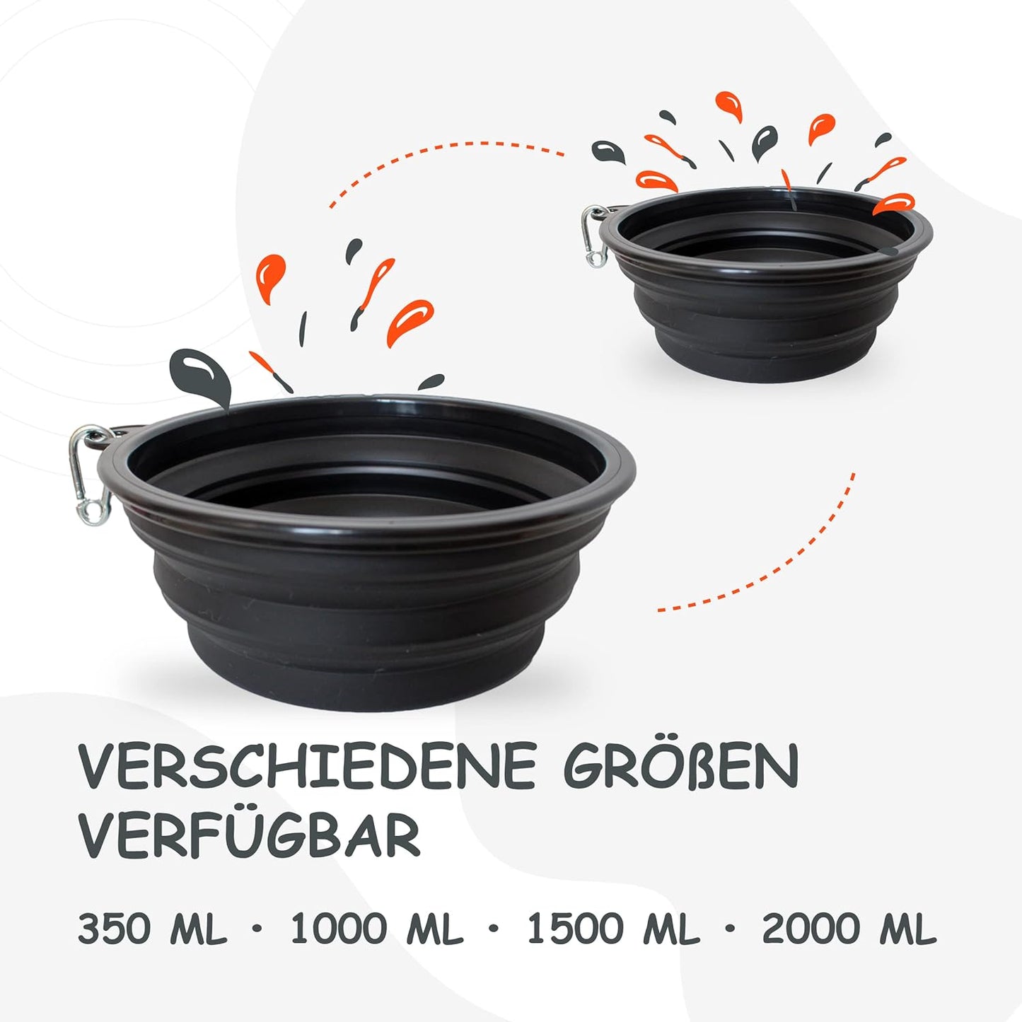Faltbarer Hundenapf, Reisenapf, Fressnapf, Wassernapf Schwarz 350ml