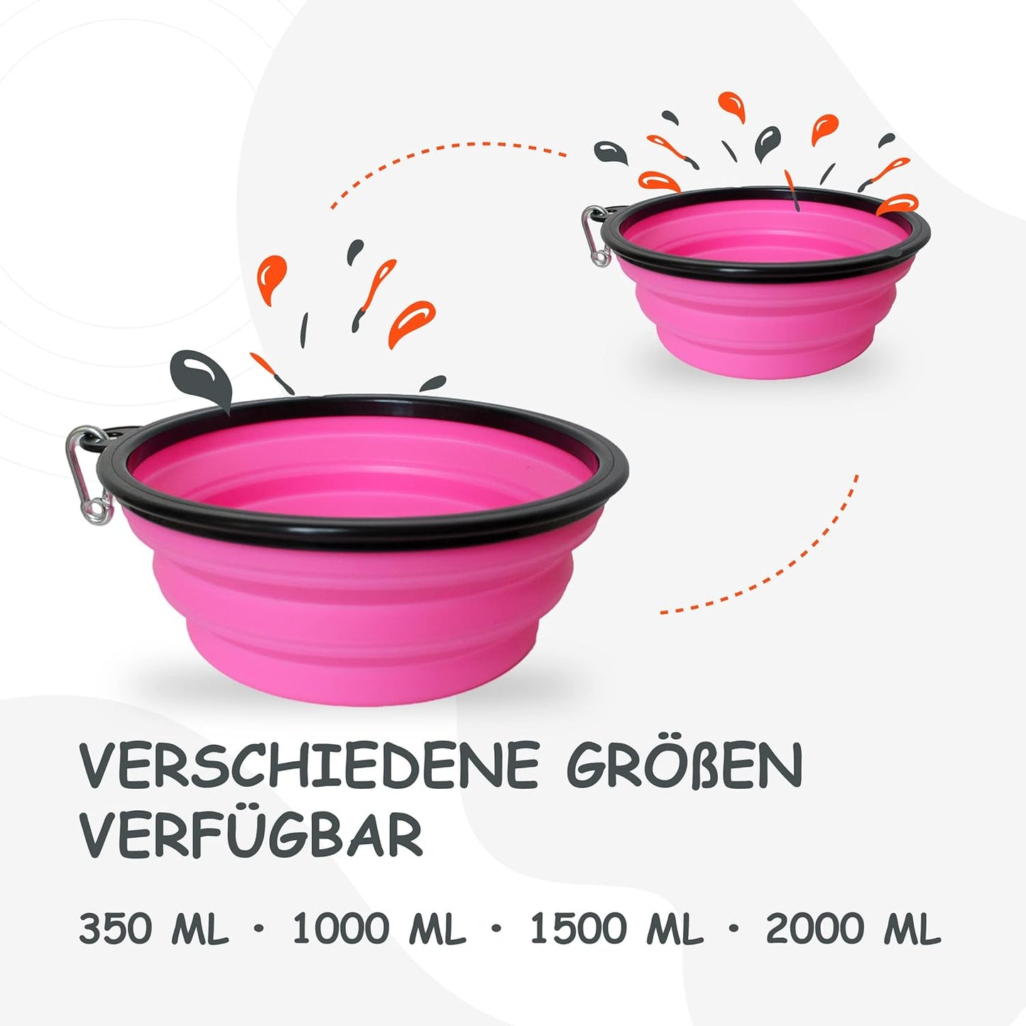 Faltbarer Hundenapf, Reisenapf, Fressnapf, Wassernapf Pink 2000ml