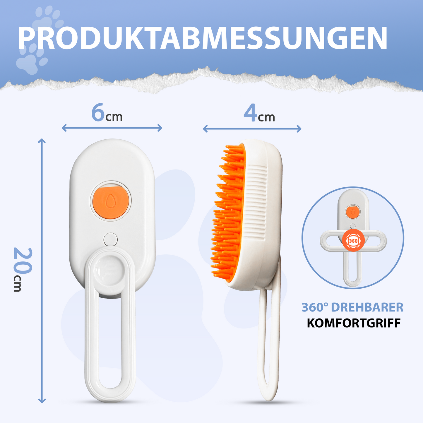 3-in-1 Dampf-Bürste für Katzen & Hunde – Entfilzung & Reinigung - weiß