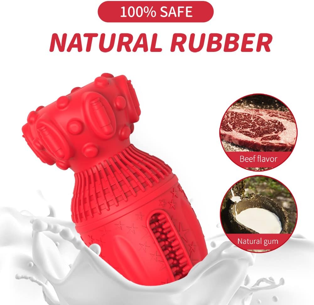 Petsation Rocket Dog Chew Toy – Robust, durable &amp; interactive natural rubber chew toy for dental care, stress relief and fun – Ideal for small, medium &amp; large dogs – Promotes teeth cleaning and chewing needs – Red