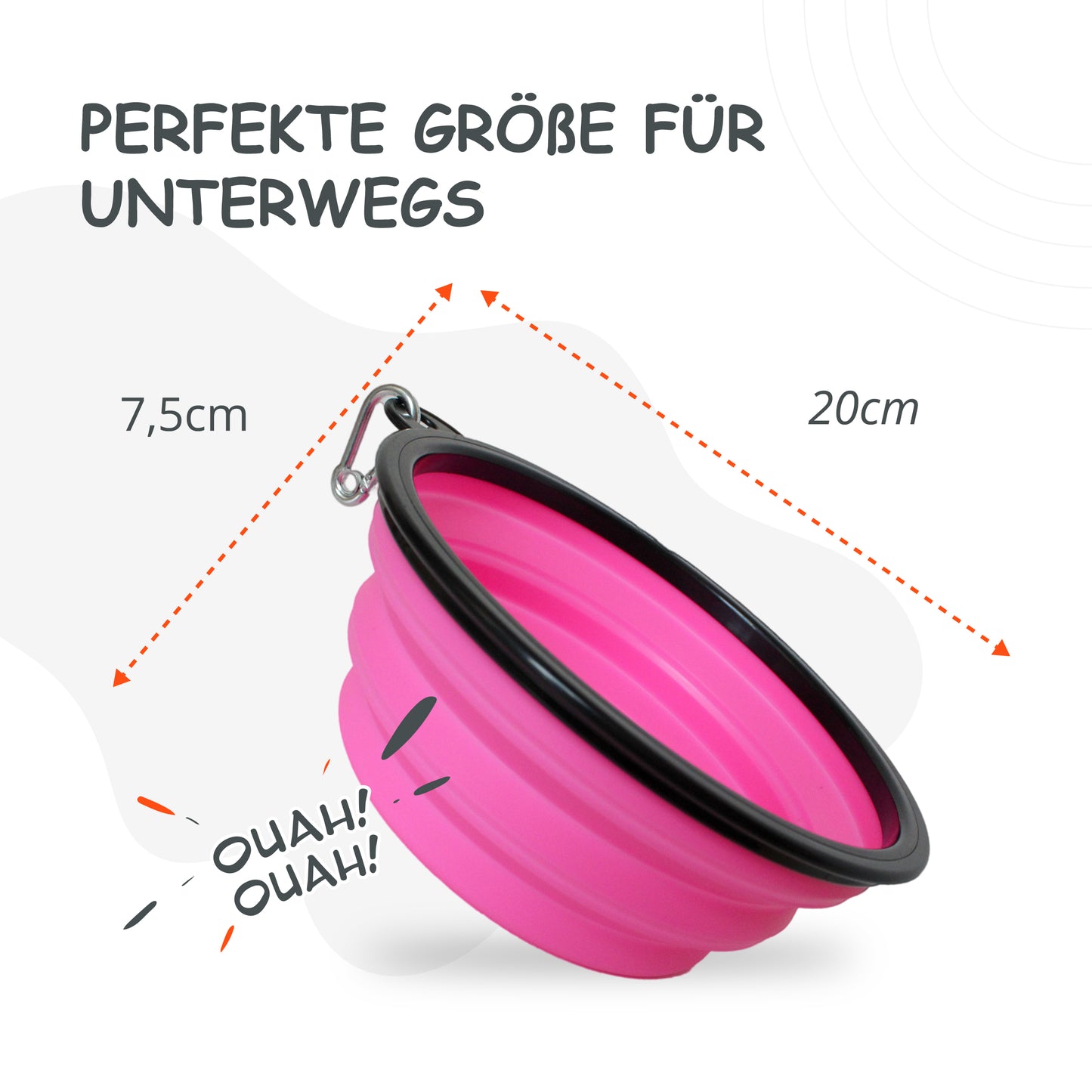 PETSATION Foldable Dog Bowl for on the Go [The Original] Travel Bowl, Food Bowl &amp; Water Bowl for Dogs - Drinking Bowl, Ideal for Travel, Walks &amp; Everyday Use Light Pink 1500ml