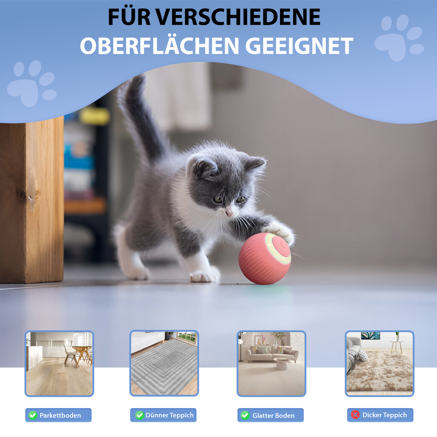 Interaktives Katzenspielzeug Ball Elektrisch für Katzen -  pink