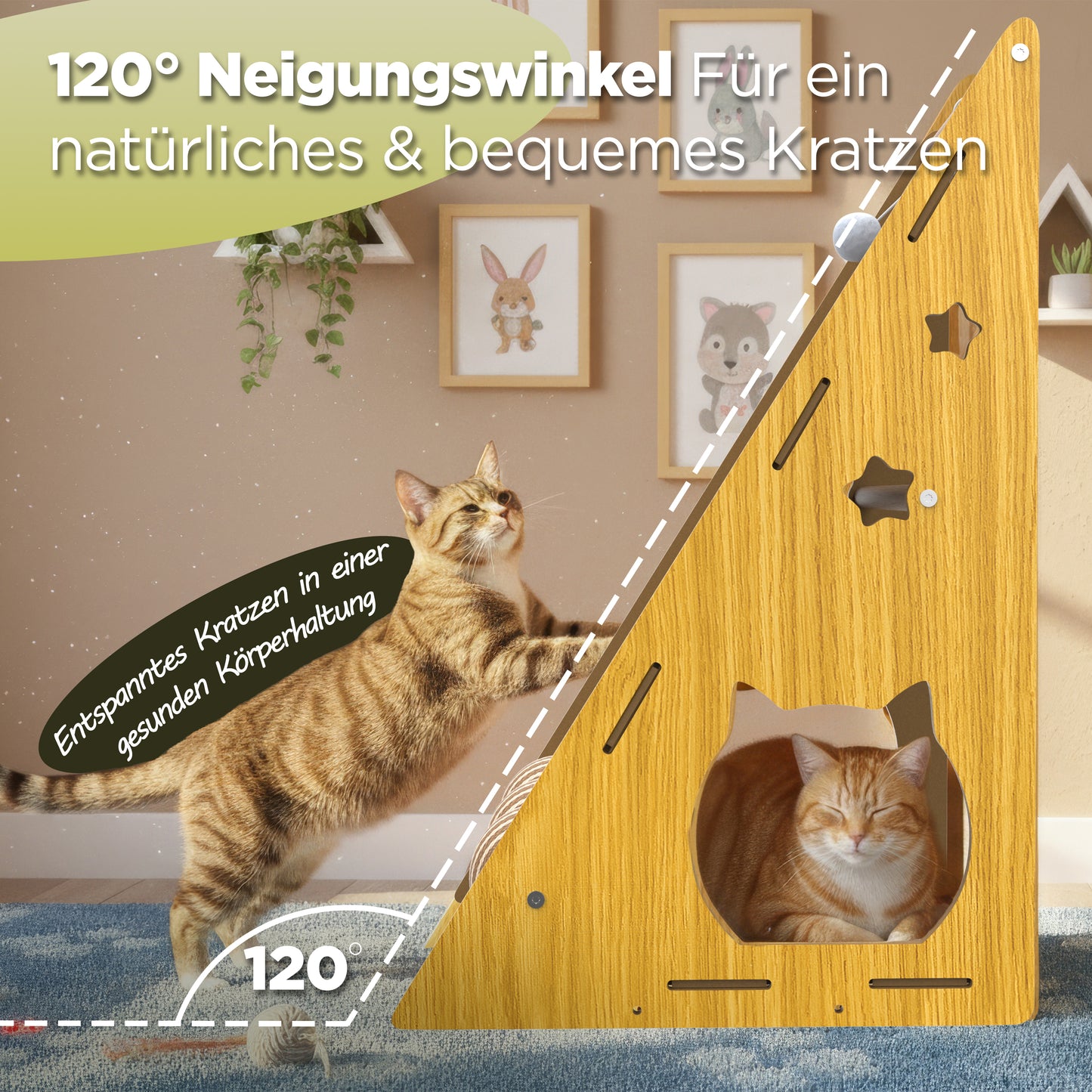 Moderner Sisal Katzenkratzbaum Vertikal – Kratzbrett für Katzen, Kratzsäule aus Natur-Sisal, platzsparender Katzenkratzpfosten, langlebiges Katzenzubehör für Wohnungskatzen