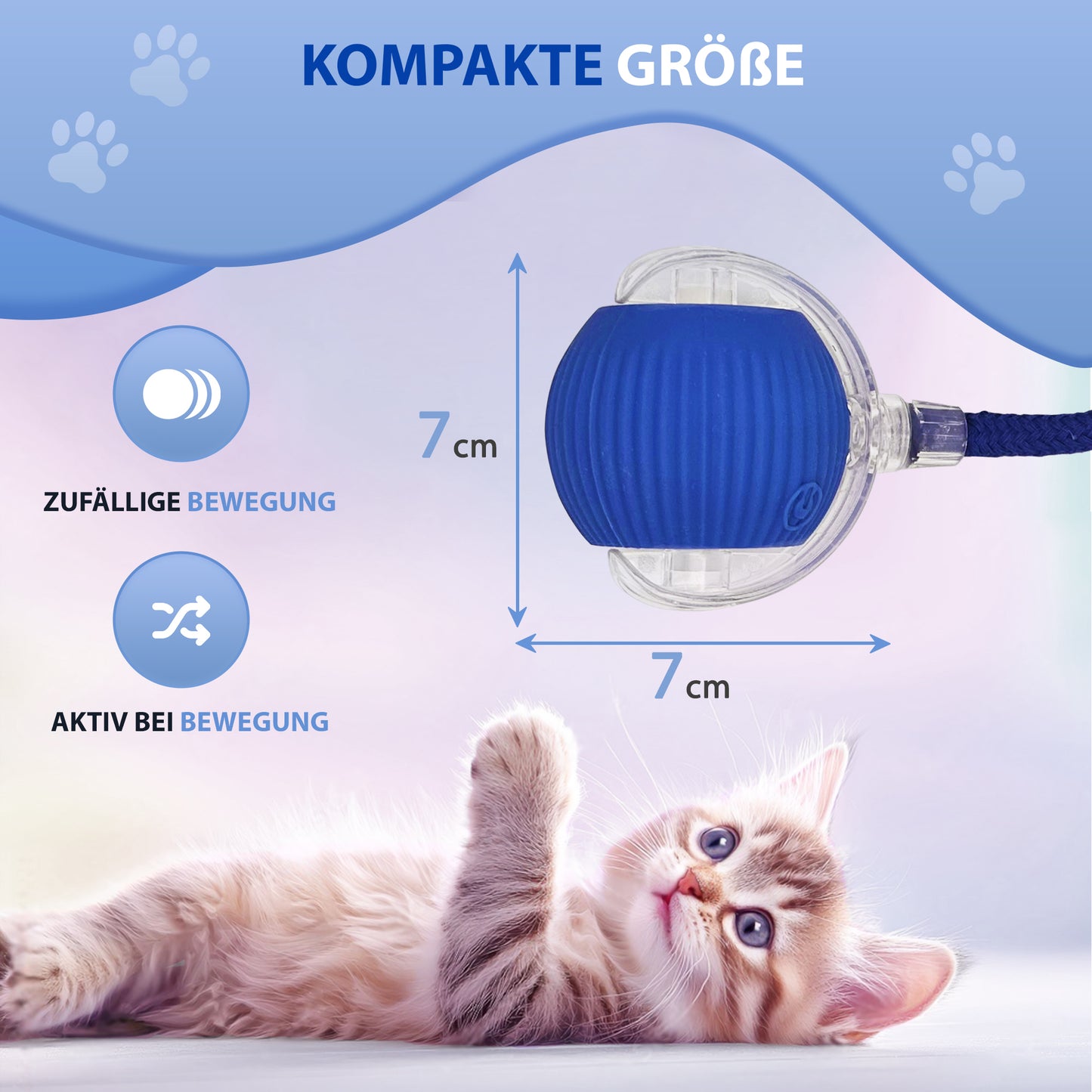 Automatisches Katzenspielzeug mit LED, Bewegung, interaktiv & sicher