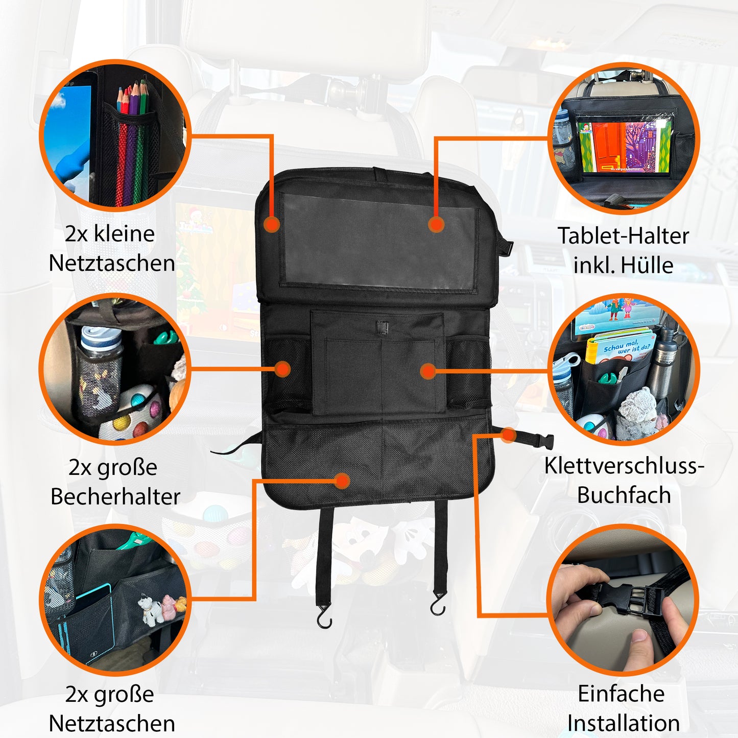 Auto Organizer Kinder mit Tisch & Tablet – Rücksitz Ordnung - paar