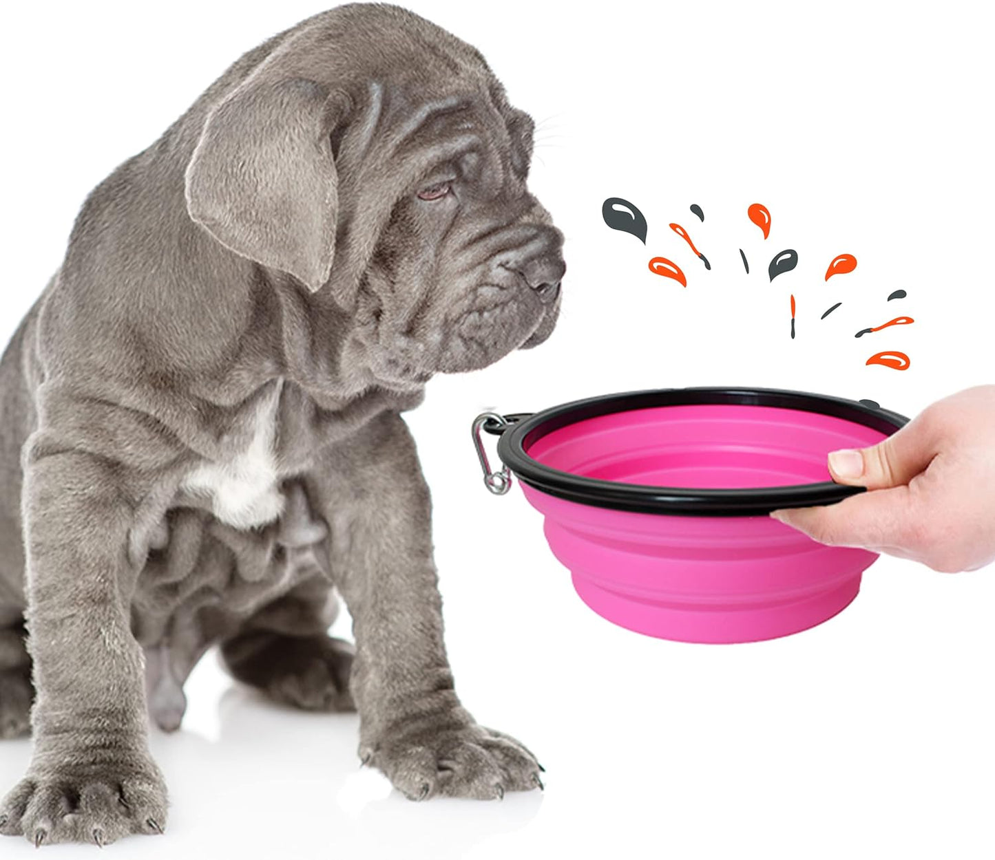 PETSATION Foldable Dog Bowl for on the Go [The Original] Travel Bowl, Food Bowl &amp; Water Bowl for Dogs - Drinking Bowl, Ideal for Travel, Walks &amp; Everyday Use Light Pink 1000ml &amp; Pink 350ml