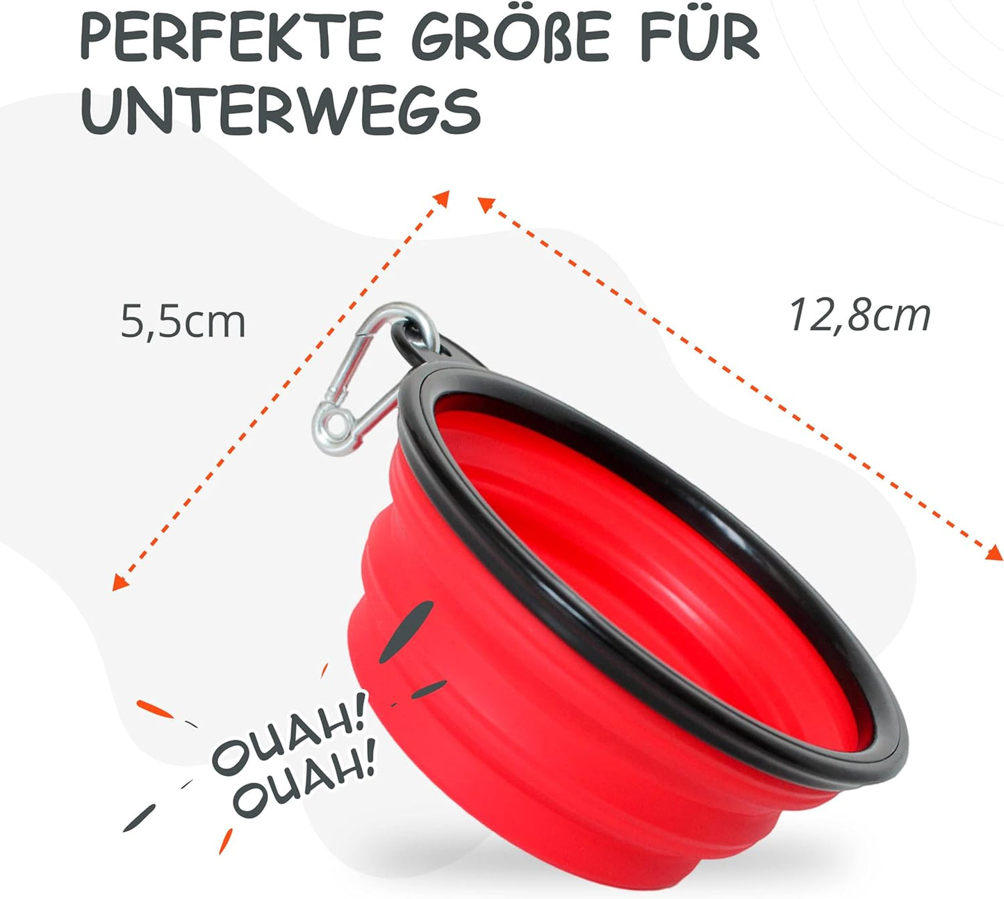 PETSATION Foldable Dog Bowl for on the Go [The Original] Travel Bowl, Food Bowl &amp; Water Bowl for Dogs - Drinking Bowl, Ideal for Travel, Walks &amp; Everyday Use Light Red 2 x 350ml