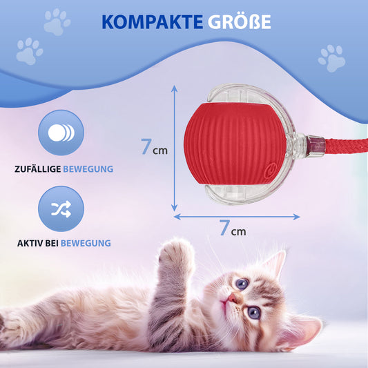 Automatisches Katzenspielzeug mit LED, Bewegung, interaktiv & sicher - Rot