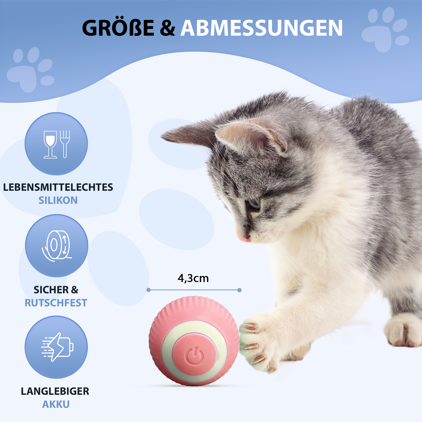 Interaktives Katzenspielzeug Ball Elektrisch für Katzen -  pink