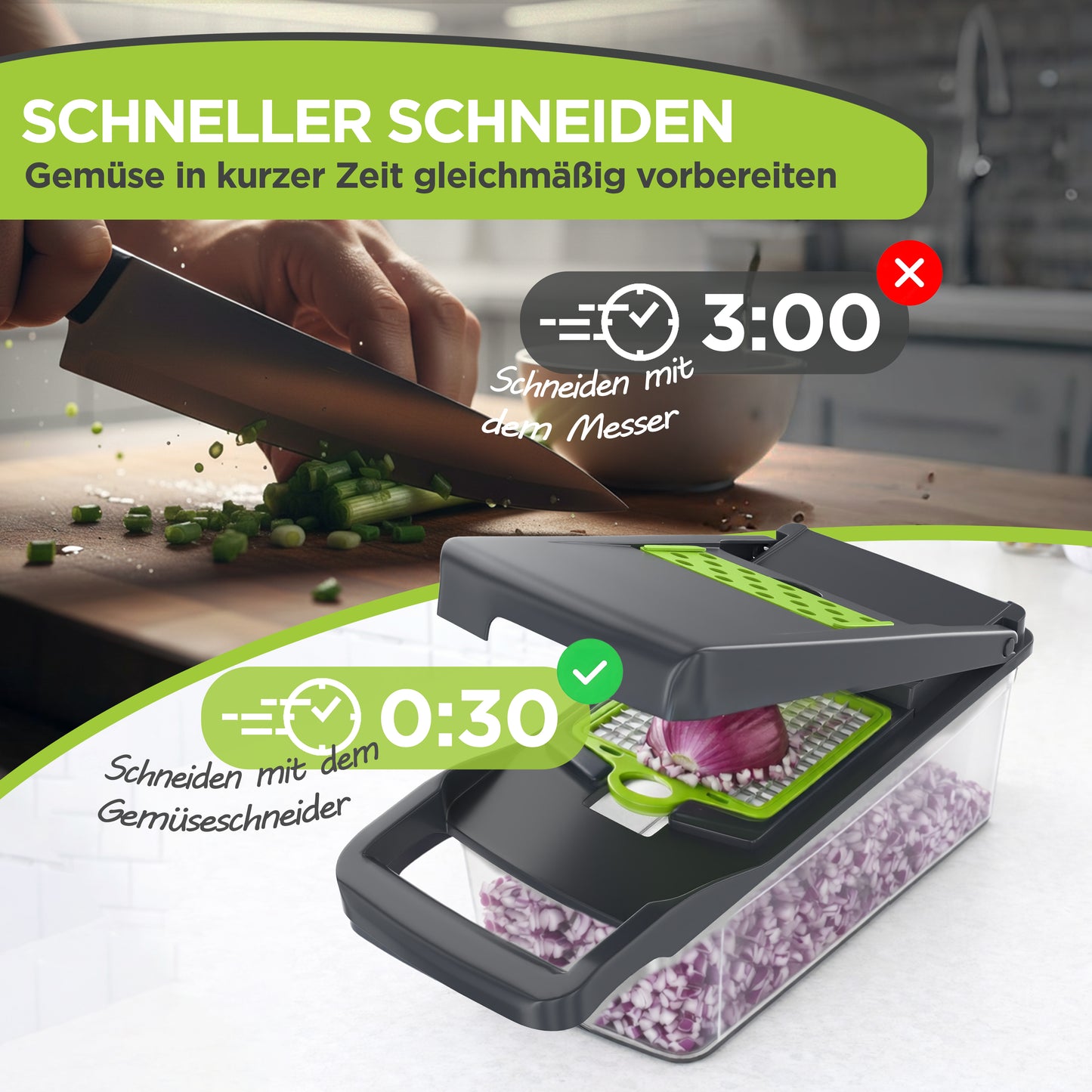 All-in-One Gemüseschneider 13-in-1 – Multifunktionaler Küchenhobel mit Auffangbehälter & Edelstahlklingen