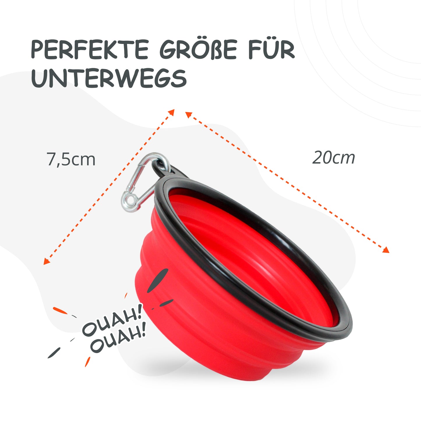 Gamelle pliable pour chien PETSATION [L'original] Gamelle de voyage, gamelle de nourriture et d'eau pour chiens - Gamelle à boire, idéale pour les voyages, les promenades et l'utilisation quotidienne Rouge clair 1500 ml