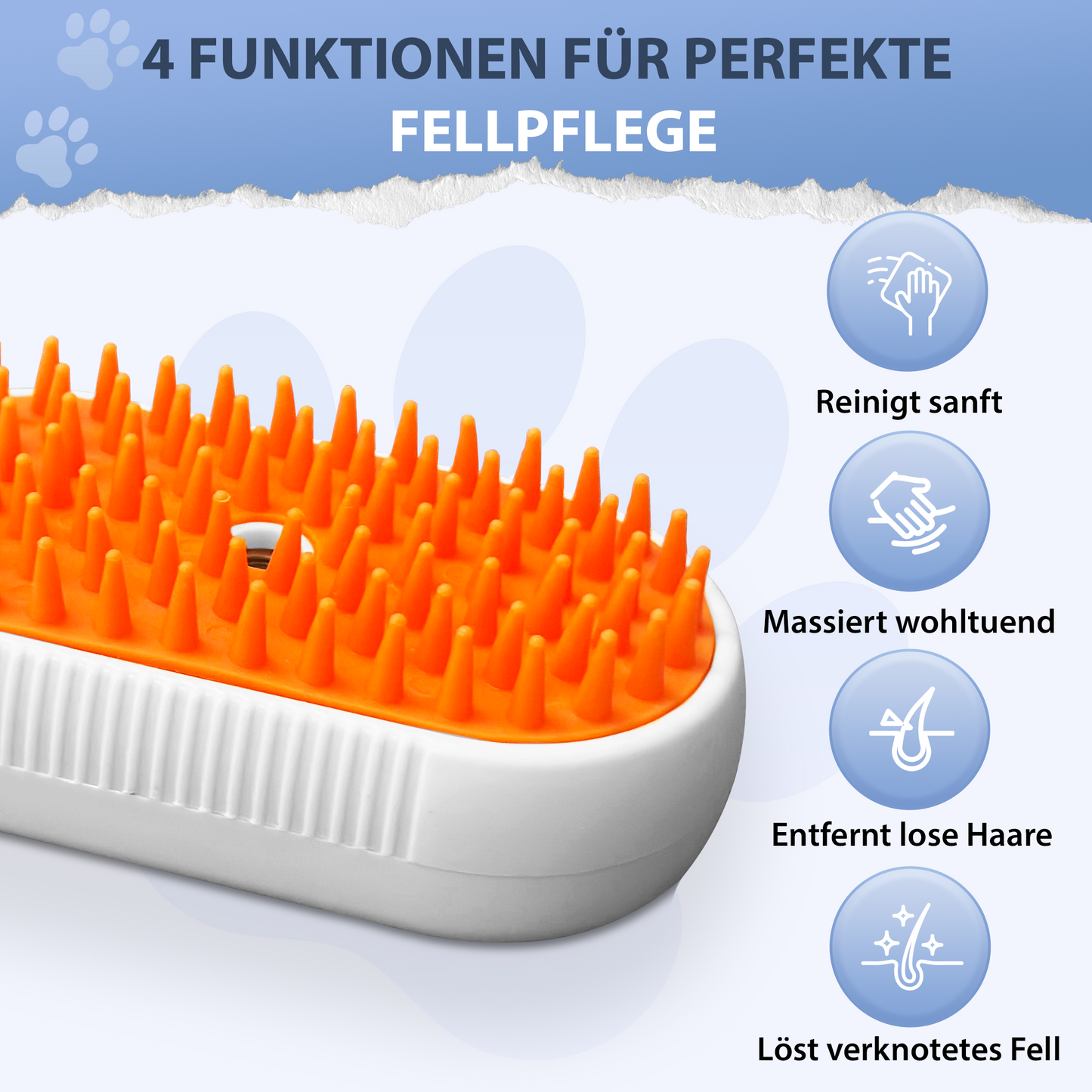 3-in-1 Dampf-Bürste für Katzen & Hunde – Entfilzung & Reinigung - weiß