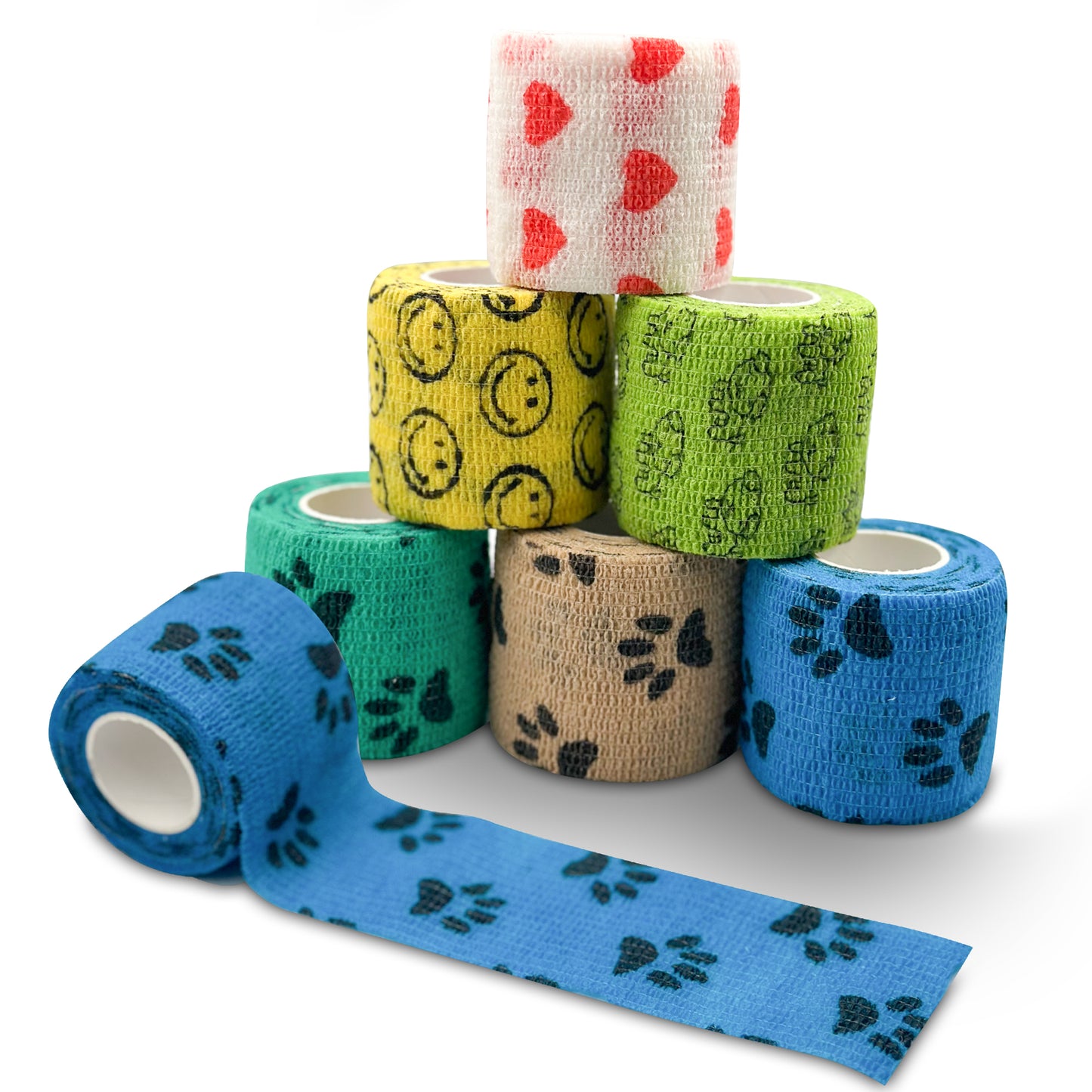 Bandagen motiv 5 cm x 4,5 m – selbsthaftend, elastisch, atmungsaktiv, 6er Box