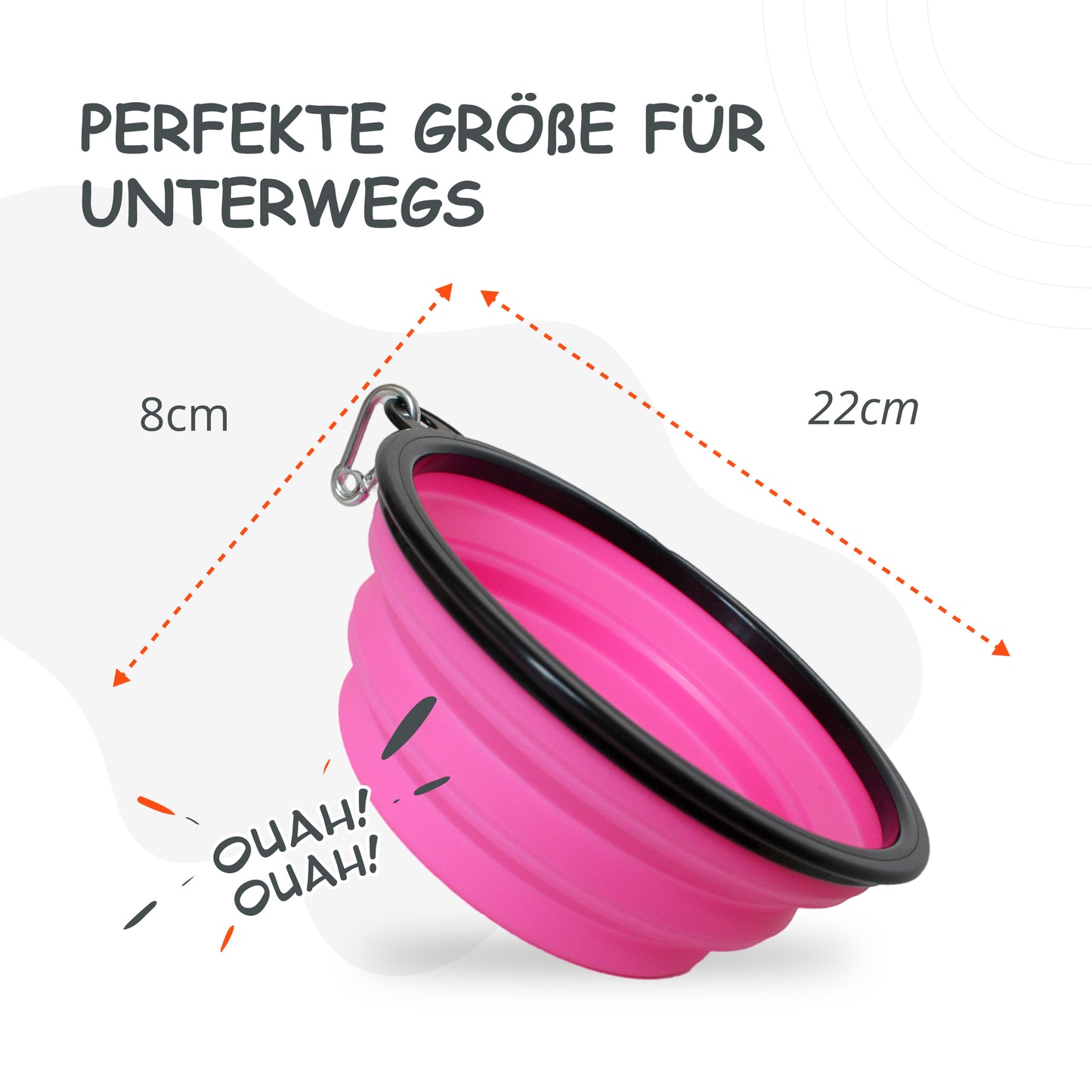 Faltbarer Hundenapf, Reisenapf, Fressnapf, Wassernapf Pink 2000ml