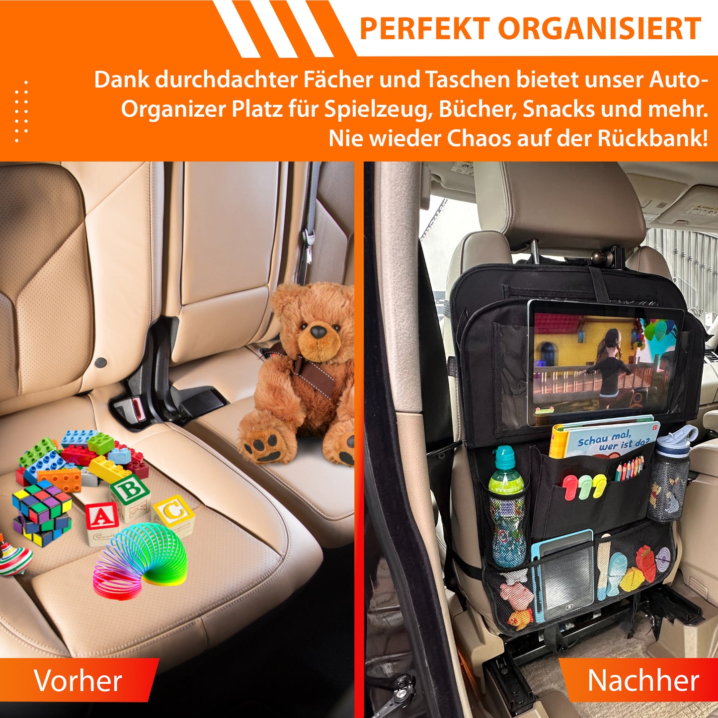 Auto Organizer Kinder mit Tisch & Tablet – Rücksitz Ordnung - paar