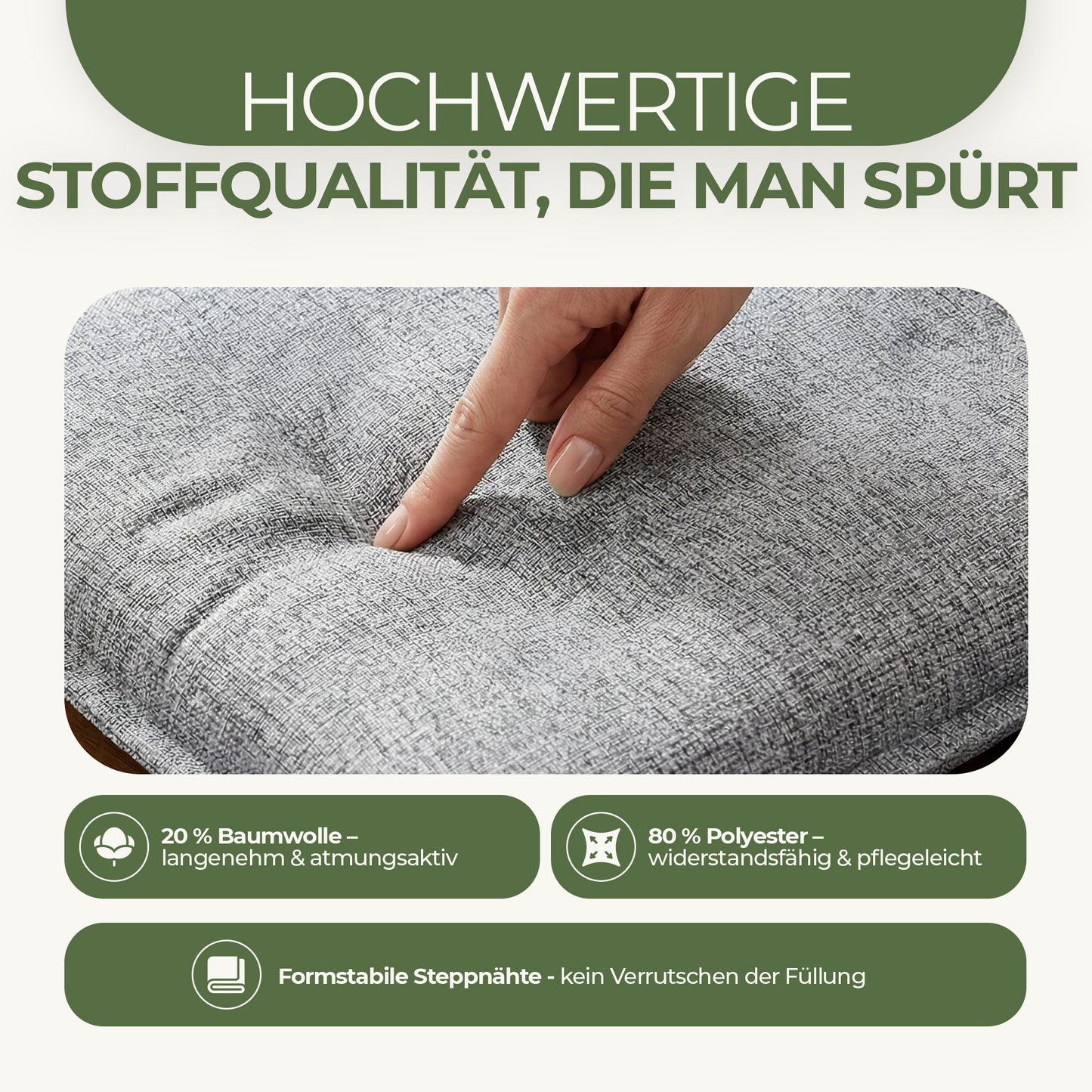 Florence Hochlehner Auflage – Gartenstuhlauflage Hochlehner, Sitzkissen Stuhl, Stuhlkissen & Outdoor Kissen für Gartenmöbel