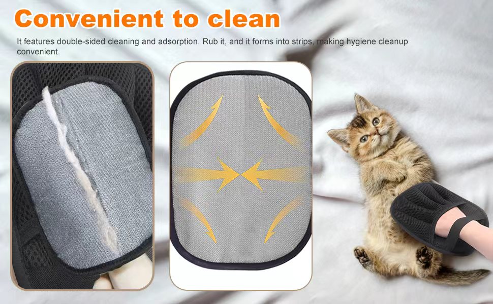 Wendbare Elektrostatik-Fellentferner-Handschuhe mit 2-Wege-Borsten – Waschbare Tierhaar-Bürste für die gründliche Hundepflege