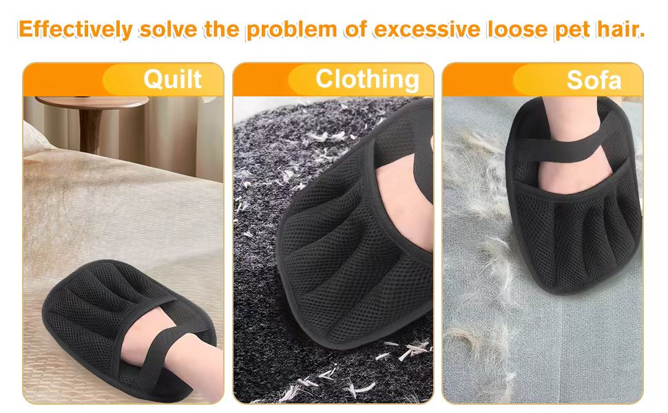 Wendbare Elektrostatik-Fellentferner-Handschuhe mit 2-Wege-Borsten – Waschbare Tierhaar-Bürste für die gründliche Hundepflege