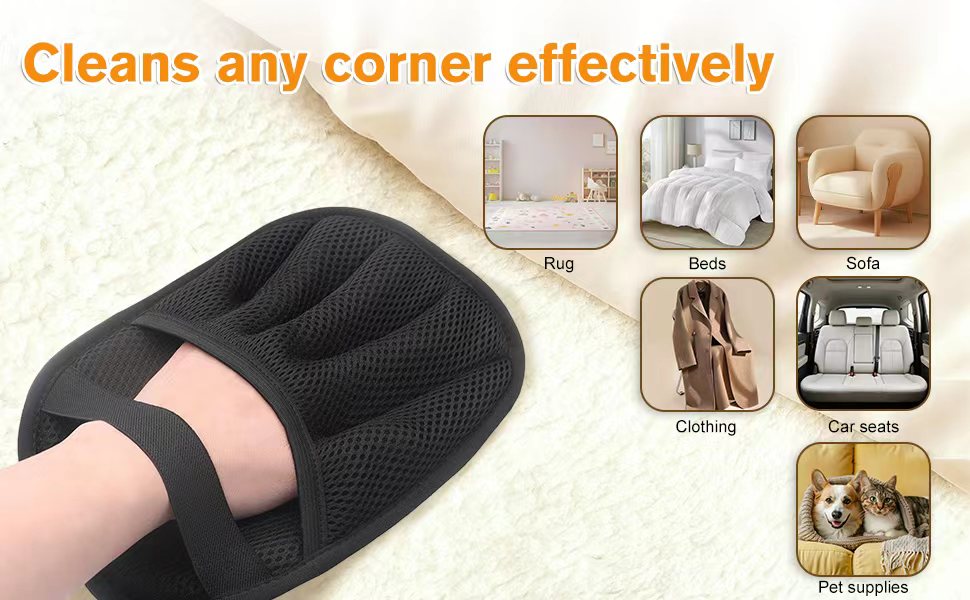 Wendbare Elektrostatik-Fellentferner-Handschuhe mit 2-Wege-Borsten – Waschbare Tierhaar-Bürste für die gründliche Hundepflege