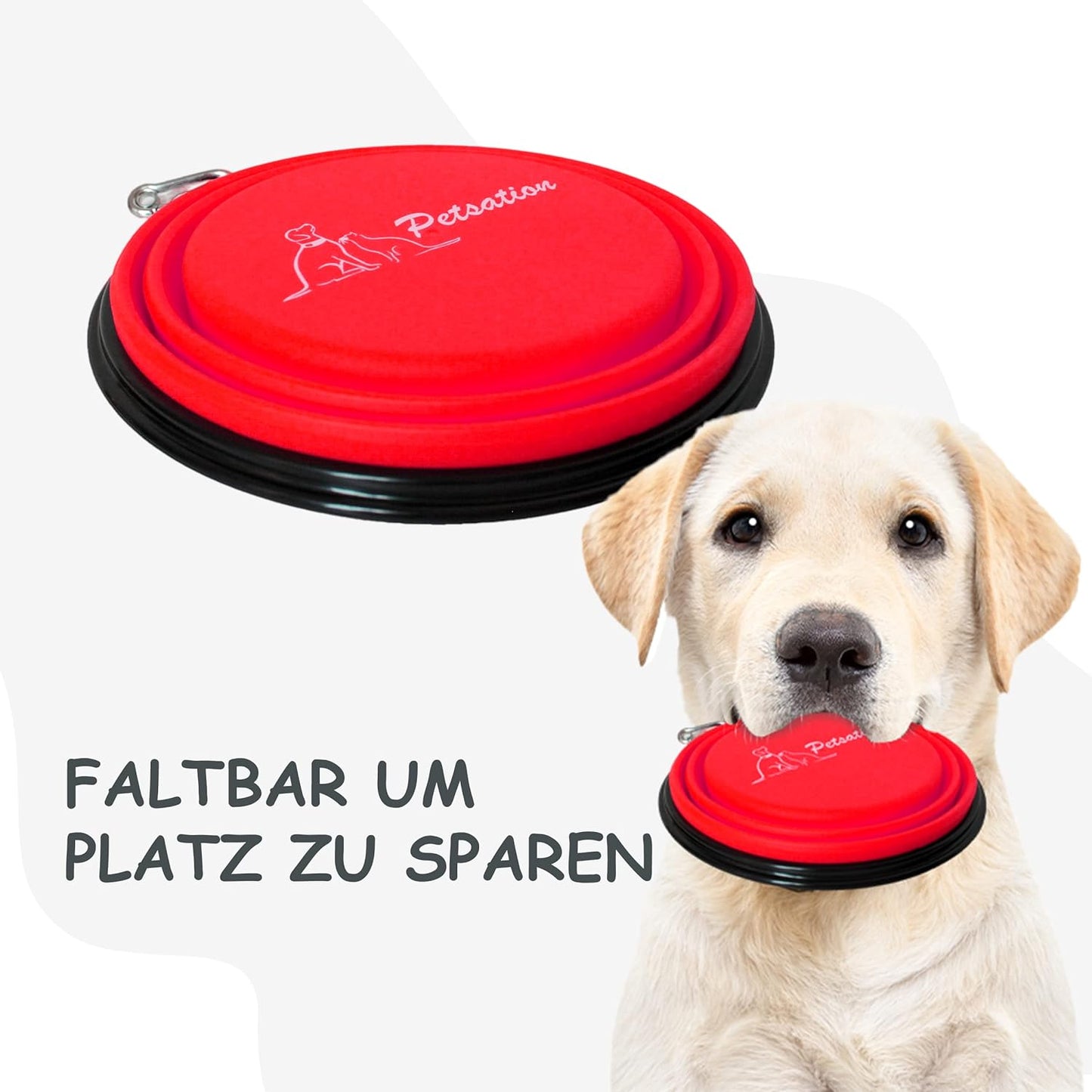 Gamelle pliable pour chien PETSATION [L'original] Gamelle de voyage, gamelle de nourriture et d'eau pour chiens - Gamelle à boire, idéale pour les voyages, les promenades et l'utilisation quotidienne Rouge clair 1500 ml
