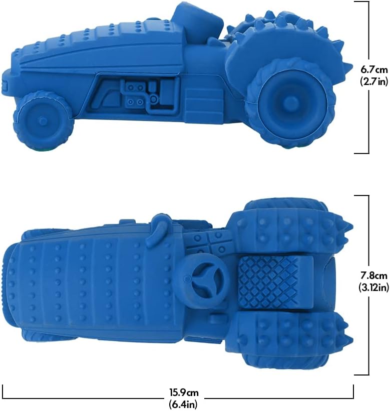 Petsation Chew Toy Truck – Robust chew toy for dogs | Interactive dog toy made of natural rubber | Promotes teeth cleaning and jaw strengthening | Durable dog toy for small and large dogs, blue