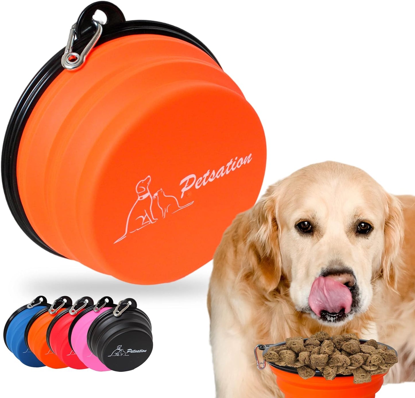 PETSATION Faltbarer Hundenapf für unterwegs [Das Original] Reisenapf, Fressnapf & Wassernapf für Hunde - Trinknapf, ideal für Reisen, Spaziergänge & Alltag Leicht 2 x 1000ml