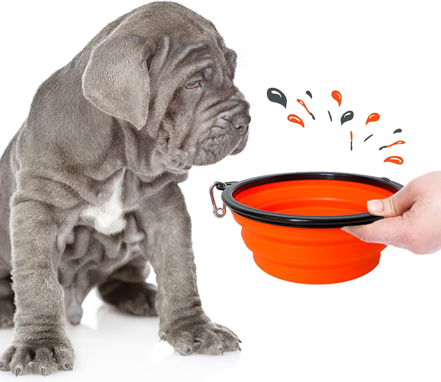 PETSATION Foldable Dog Bowl for on the Go [The Original] Travel Bowl, Food Bowl &amp; Water Bowl for Dogs - Drinking Bowl, Ideal for Travel, Walks &amp; Everyday Use Light Orange 2 x 350 ml