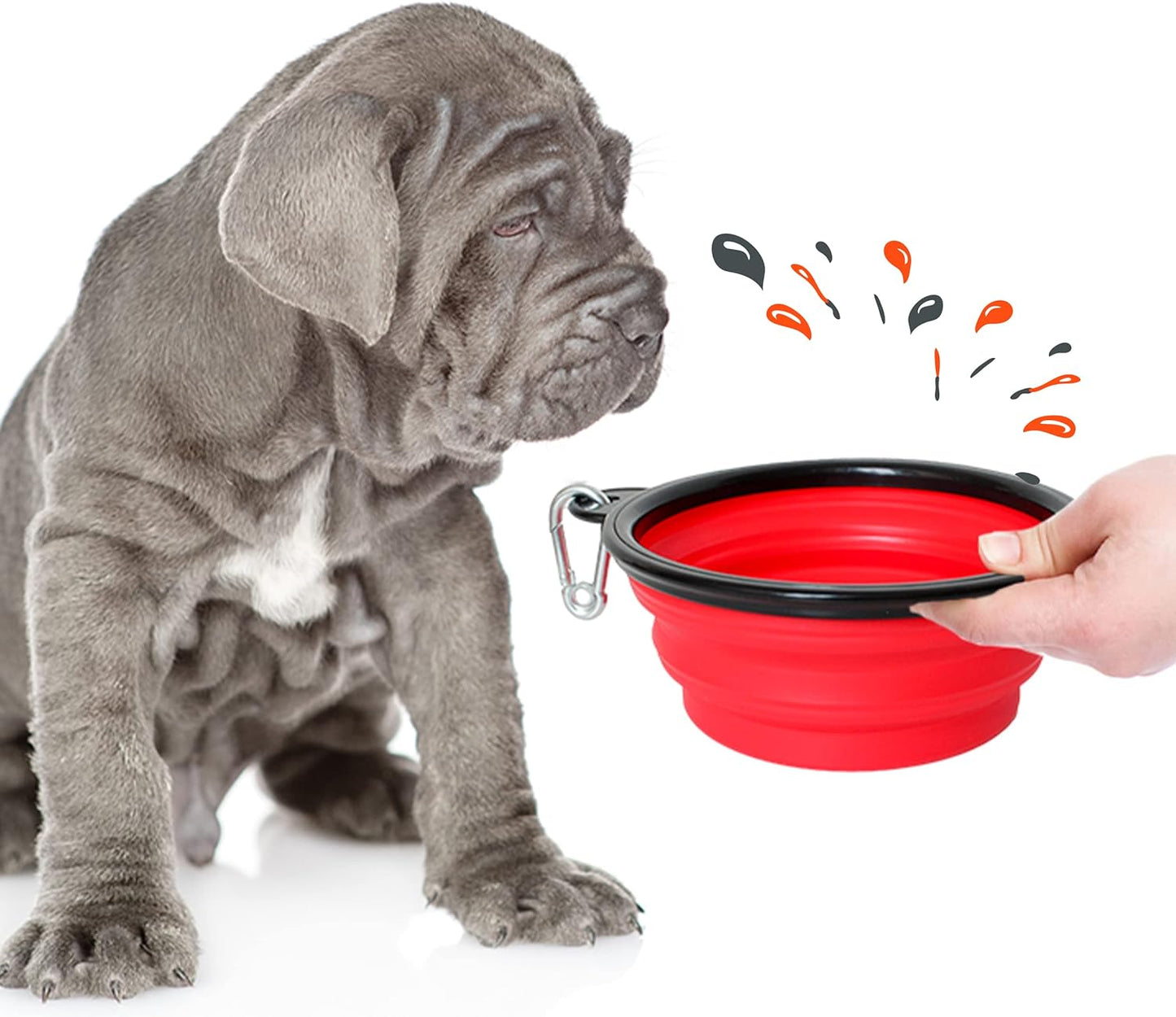 Gamelle pliable pour chien PETSATION [L'original] Gamelle de voyage, gamelle de nourriture et d'eau pour chiens - Gamelle à boire, idéale pour les voyages, les promenades et l'utilisation quotidienne Rouge clair 1500 ml