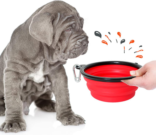 PETSATION Foldable Dog Bowl for on the Go [The Original] Travel Bowl, Food Bowl &amp; Water Bowl for Dogs - Drinking Bowl, Ideal for Travel, Walks &amp; Everyday Use Light Red 1500ml