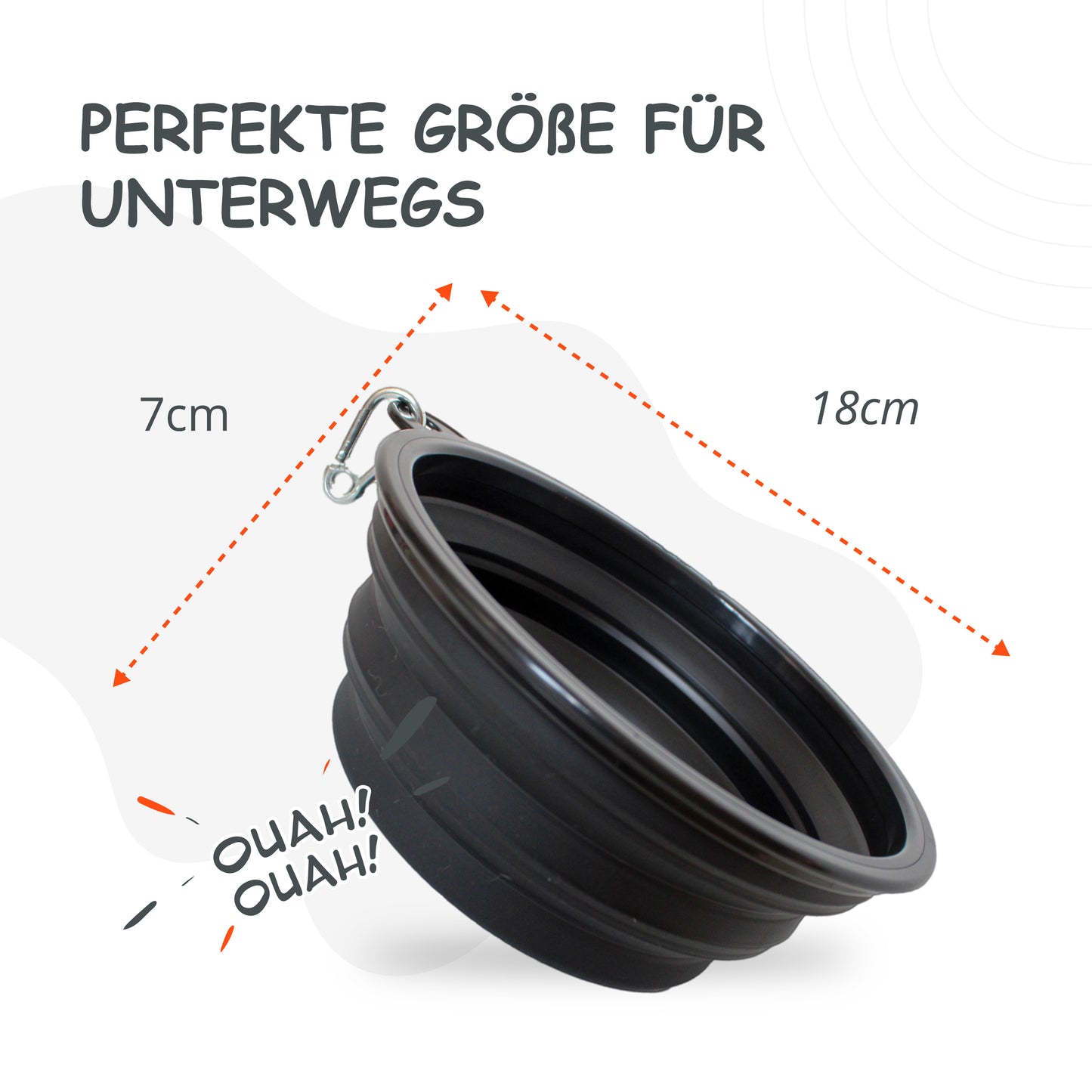 Faltbarer Hundenapf, Reisenapf, Fressnapf, Wassernapf Schwarz 1000ml