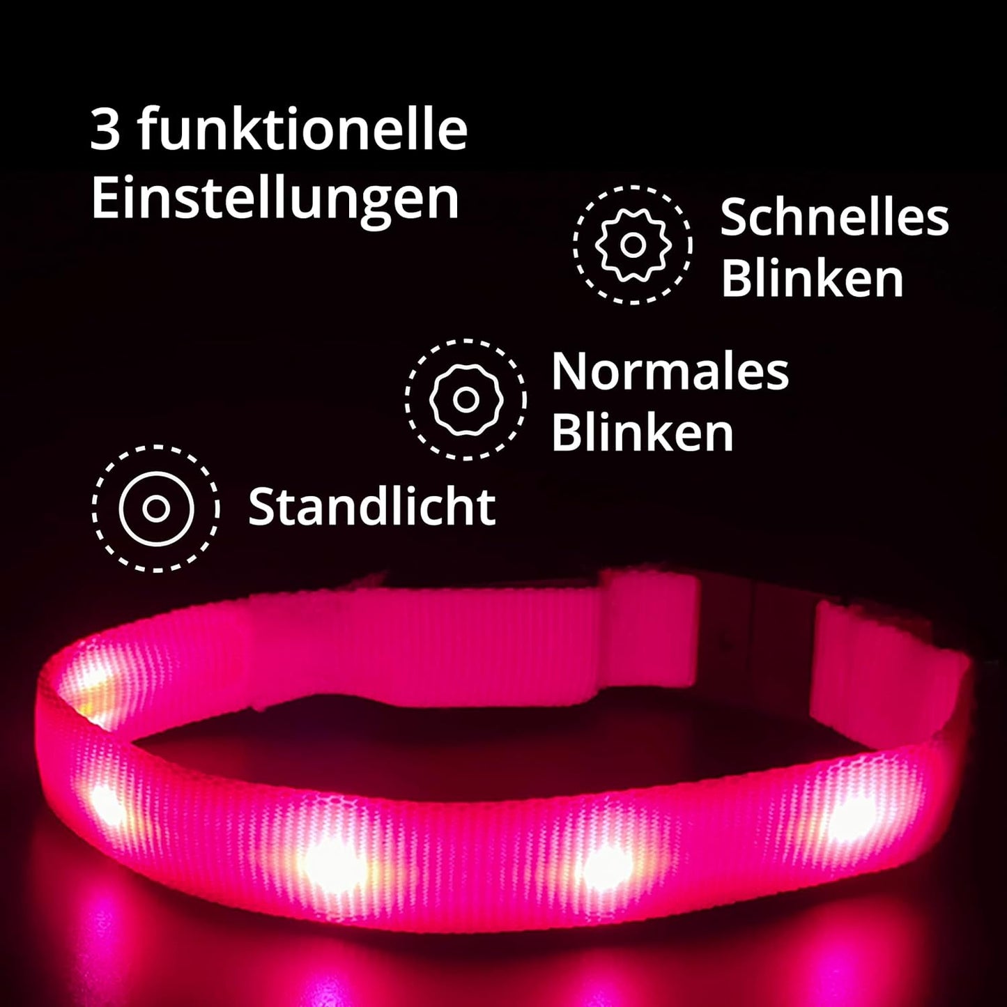 PETSATION Leuchtendes Katzenhalsband - Sicherheits-LED Halsband für Katzen, Verstellbar & Wasserdicht, Perfekt für Nachtspaziergänge, Helles, Reflektierendes Katzenzubehör für Sichtbarkeit & Schutz im Dunkeln Rot Größe S 21-28cm