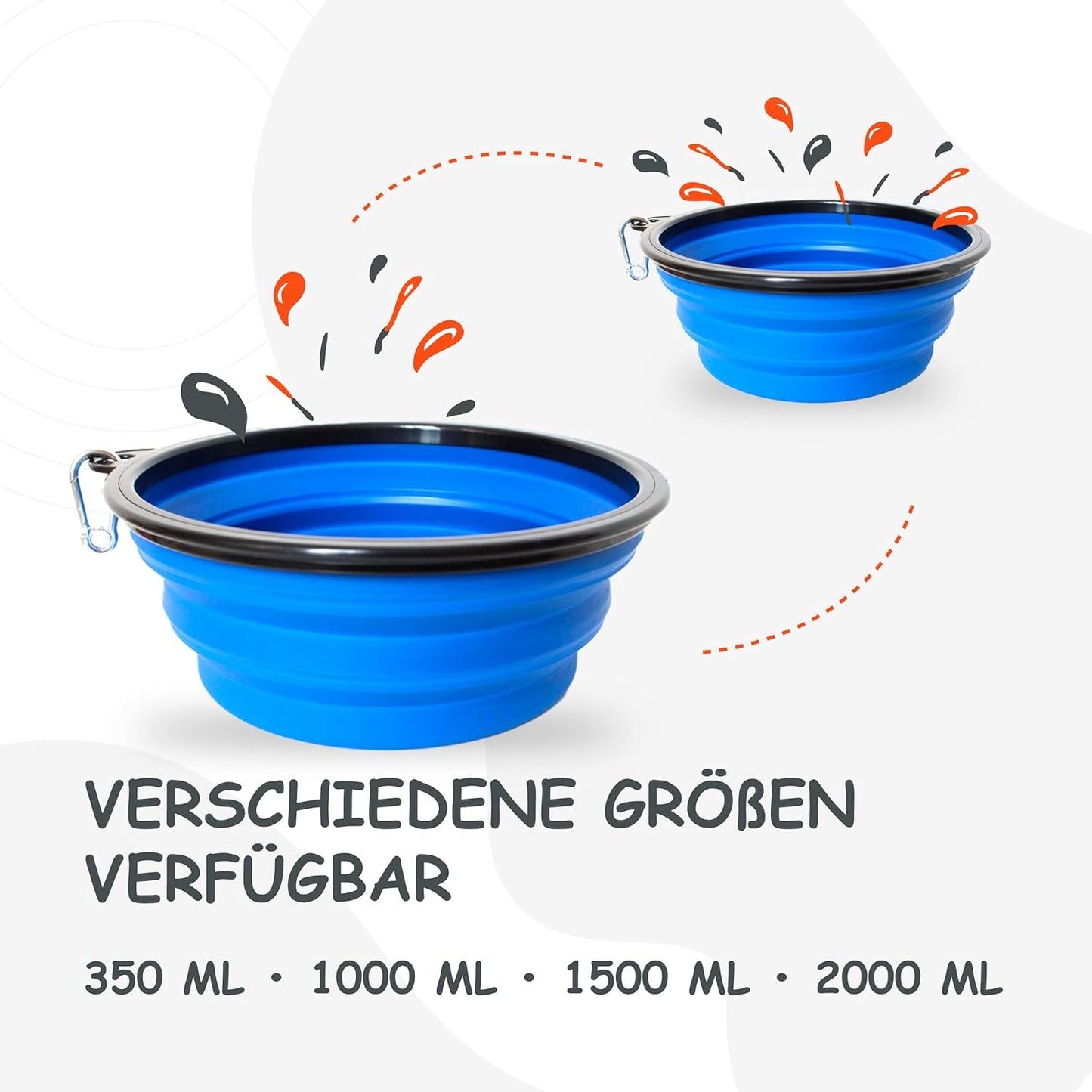 Faltbarer Hundenapf, Reisenapf, Fressnapf, Wassernapf Blau 2 x 350ml