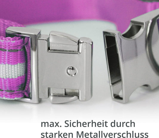 Petsation Leuchthalsband für Hunde – Reflektierendes Hundehalsband mit 5 Leuchtpunkten für bessere Sichtbarkeit und Sicherheit bei Nacht, Verstellbar, Wasserdicht, Ideal für Spaziergänge im Dunkeln, Hundezubehör Pink Größe L 48-60cm