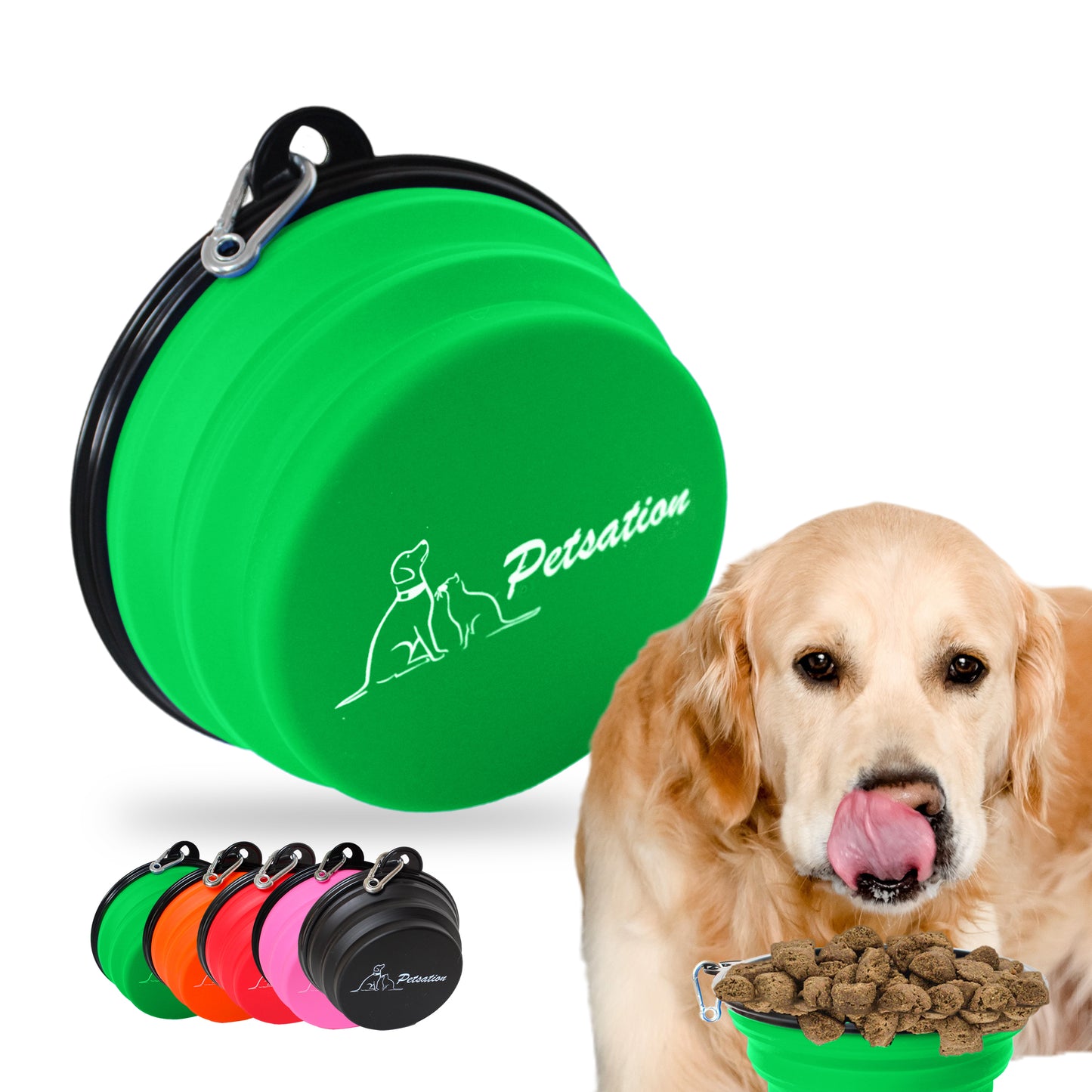 PETSATION Foldable Dog Bowl for on the Go [The Original] Travel Bowl, Food Bowl &amp; Water Bowl for Dogs - Drinking Bowl, Ideal for Travel, Walks &amp; Everyday Use Light Pink 2000ml